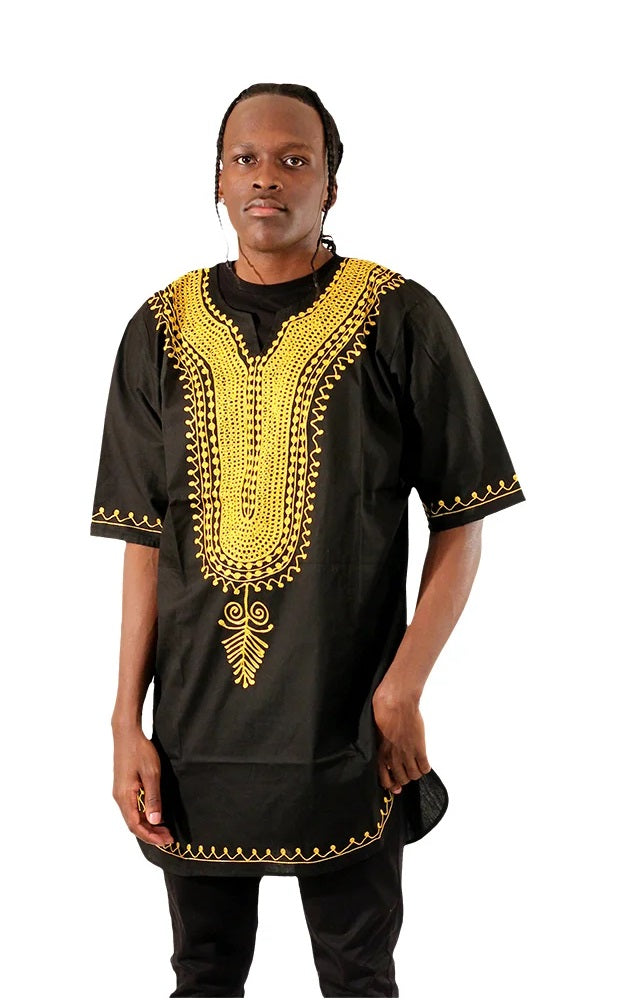 Gold Embroidered Black Dashiki