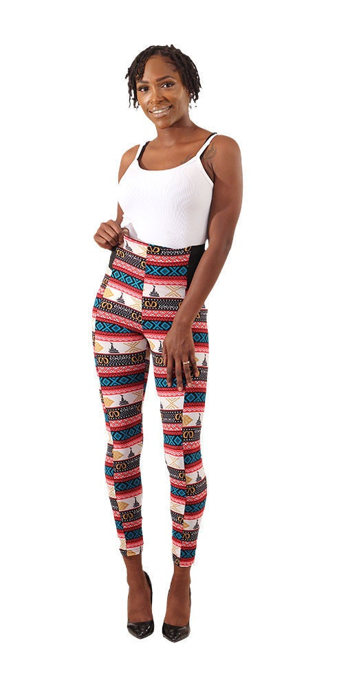 African Print Leggings : Extra Large - 2 XL