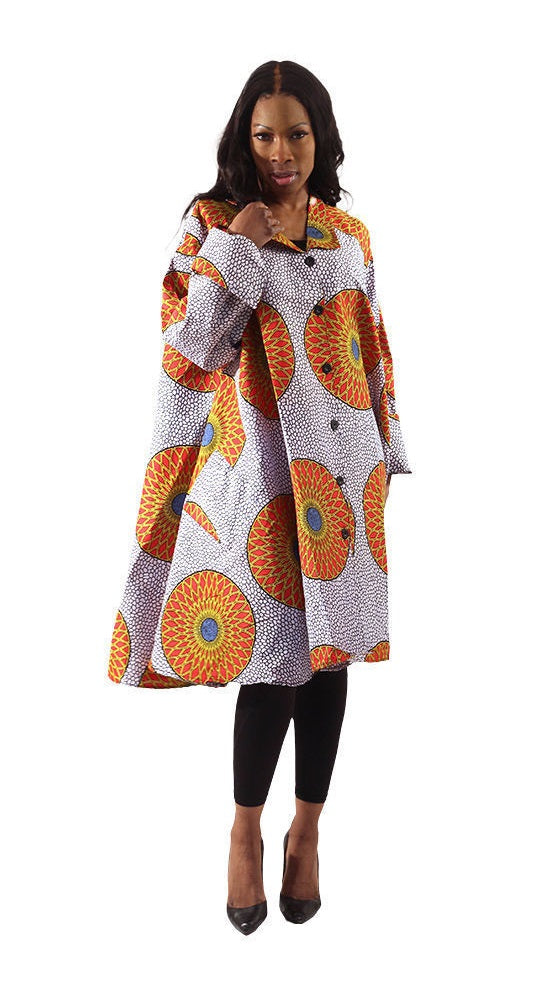 Orange Circle Print Smock Dress