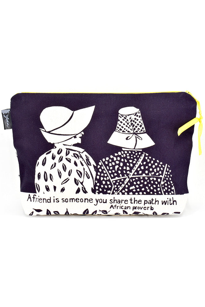 Navy Blue A Friend is Someone African Proverb Purse