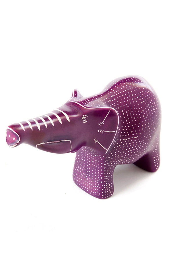 Large Purple Polka Dot Elephant with Trunk Up