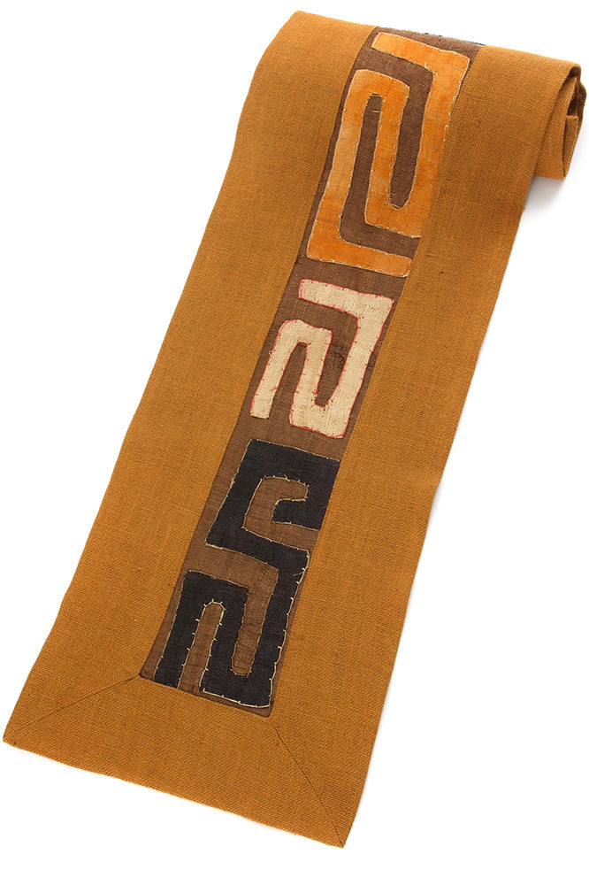 Rust Hessian and Congo Raffia Table Runner from Zambia