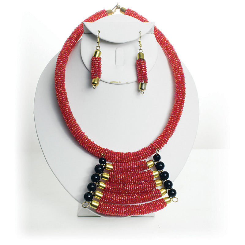 Maasai Empress Choker Set: Red