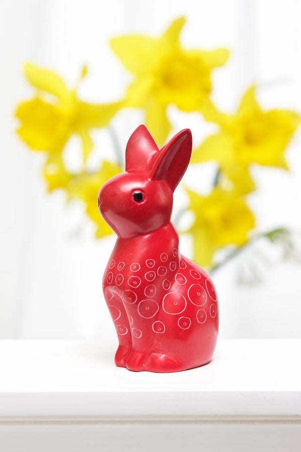 Red Soapstone Mamma Bunny Rabbit