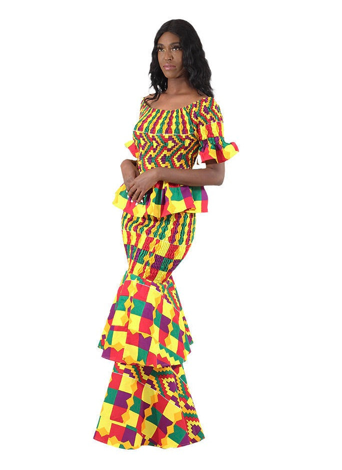 Kente 2-Piece Elastic Skirt Set