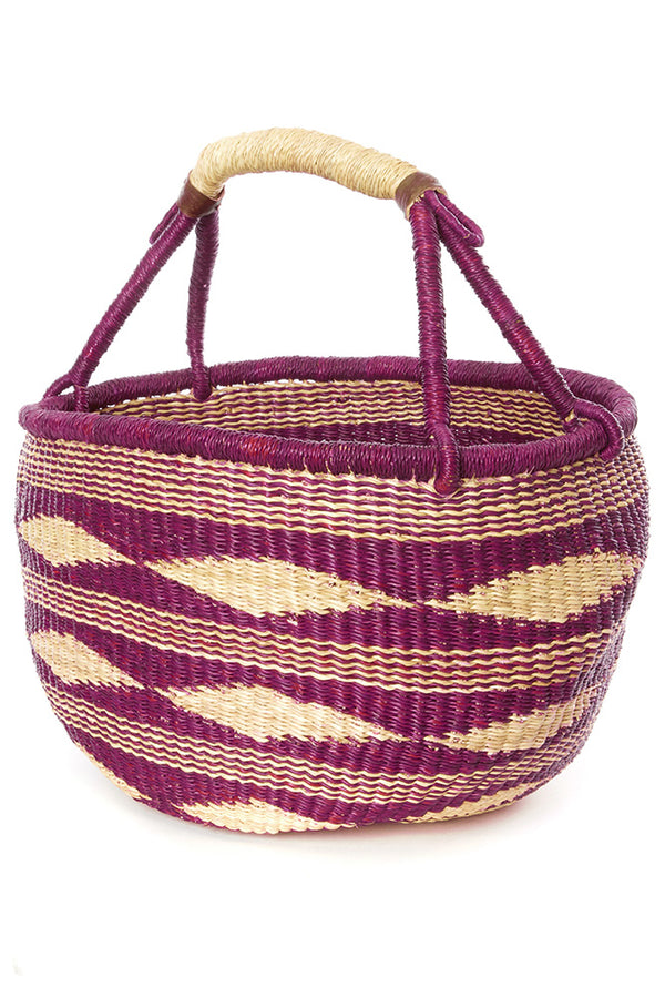 Plum Diamond Handwoven Decorative Bolga Basket