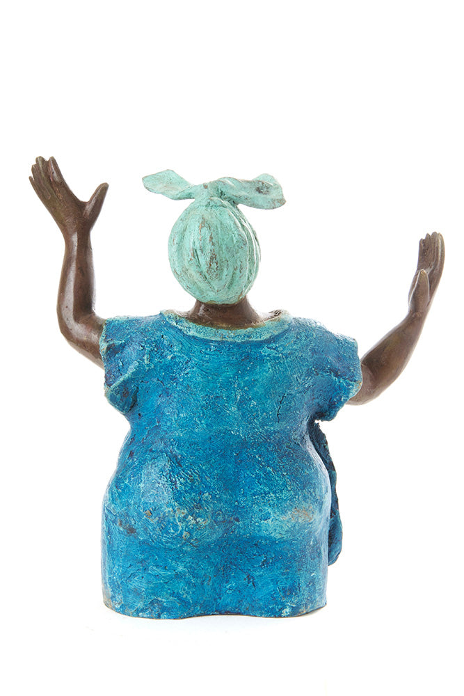 Glory Blue Burkina Bronze Sculpture in Three Sizes