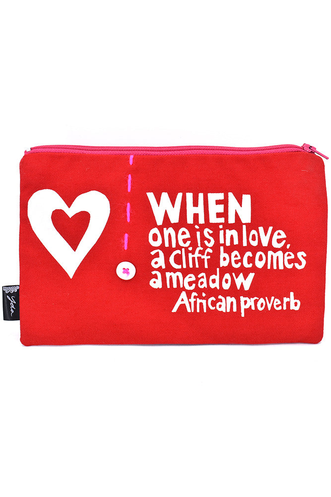 Red When is One is in Love 8" African Proverb Pouch