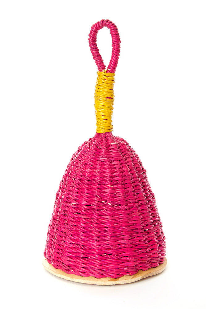 Pink and Yellow Woven Elephant Grass Rattles