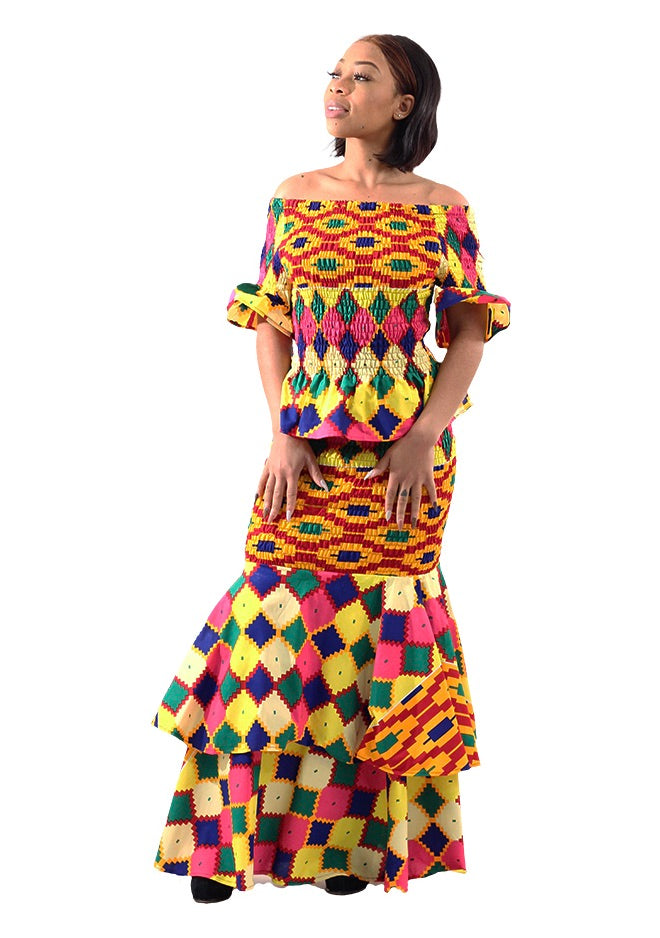 Kente 2-Piece Elastic Skirt Set