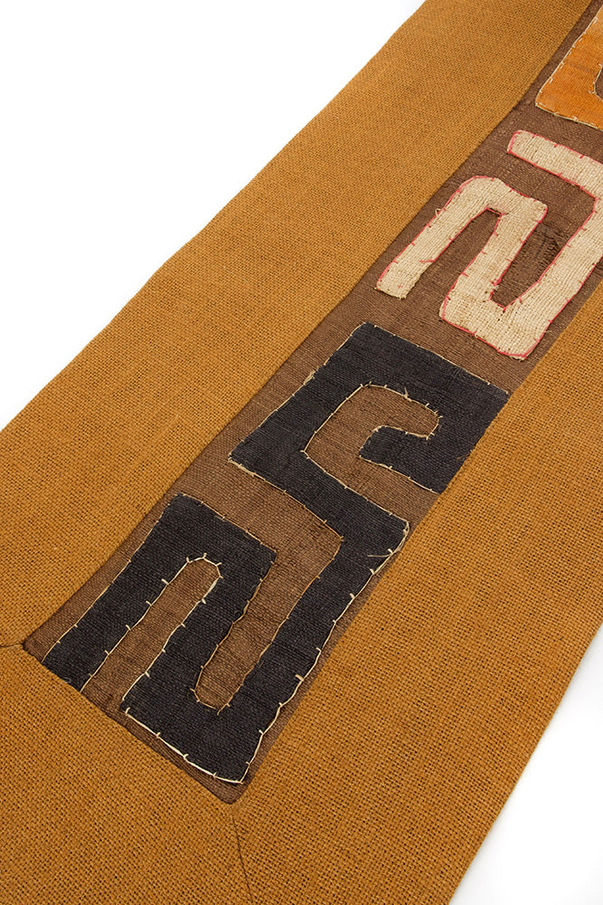 Rust Hessian and Congo Raffia Table Runner from Zambia