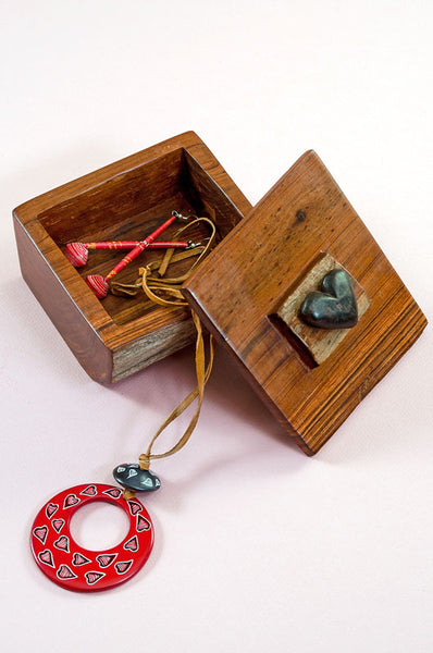 Small Sandalwood Box with Heart Embellishment