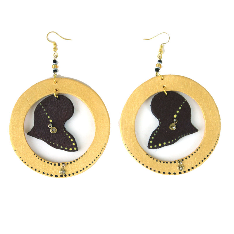 Wooden Africa Map Hoop Earrings