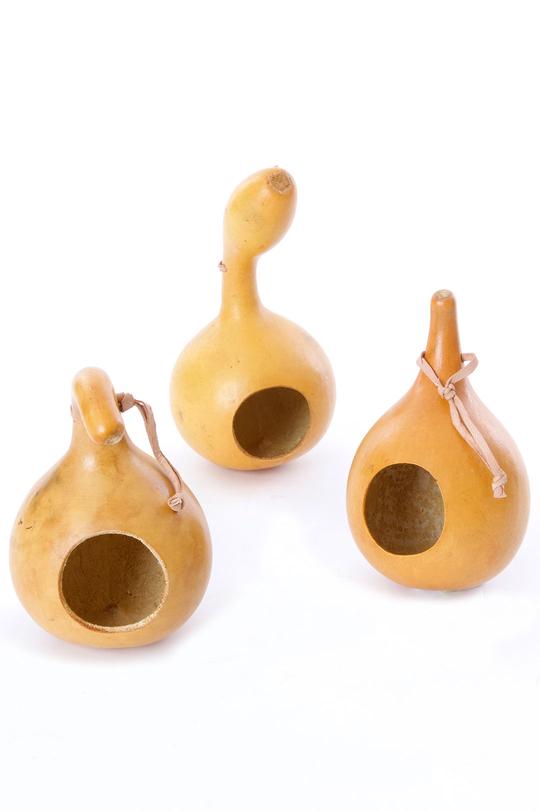 All Natural Calabash Gourd Bird House with Leather Hanging Loop