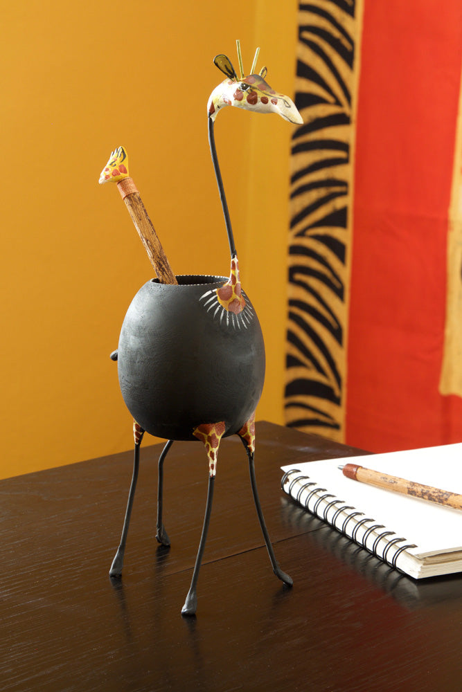 Kenyan Jacaranda and Gourd Giraffe Pencil Cup