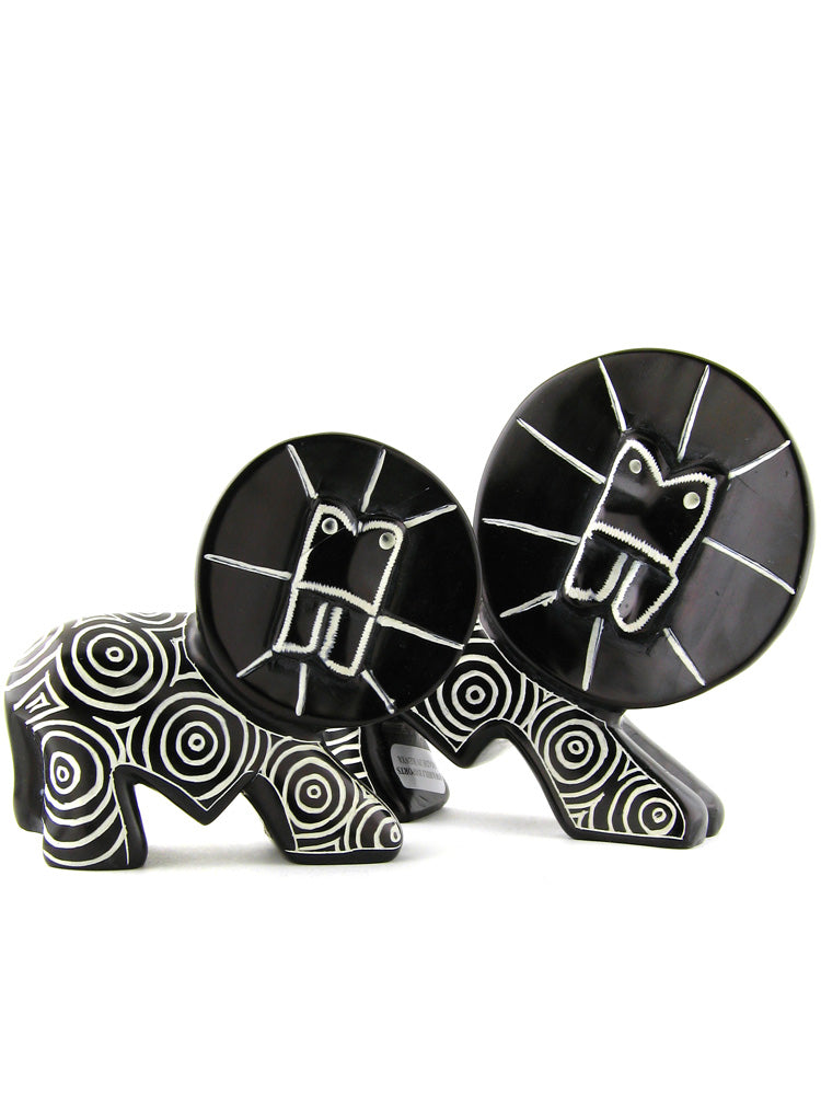 Black and White Kilimanjaro Soapstone Lions