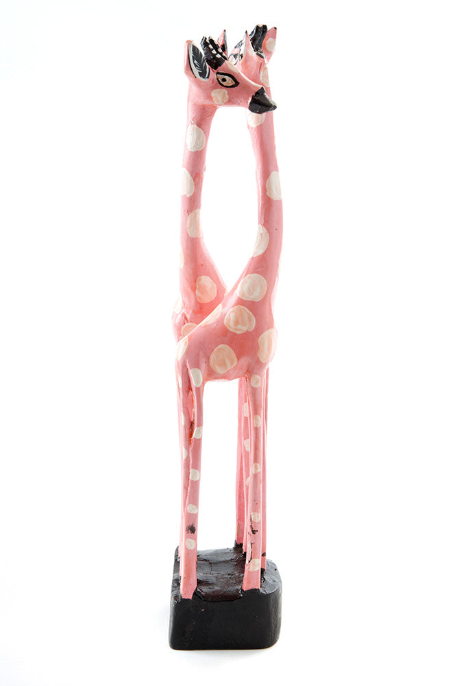 Small Pink East & West Jacaranda Wood Giraffe Sculpture