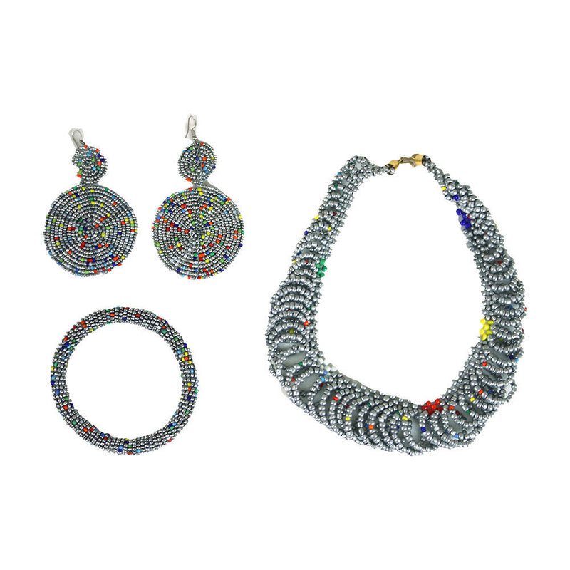 Silver Maasai Bead Jewellery Set