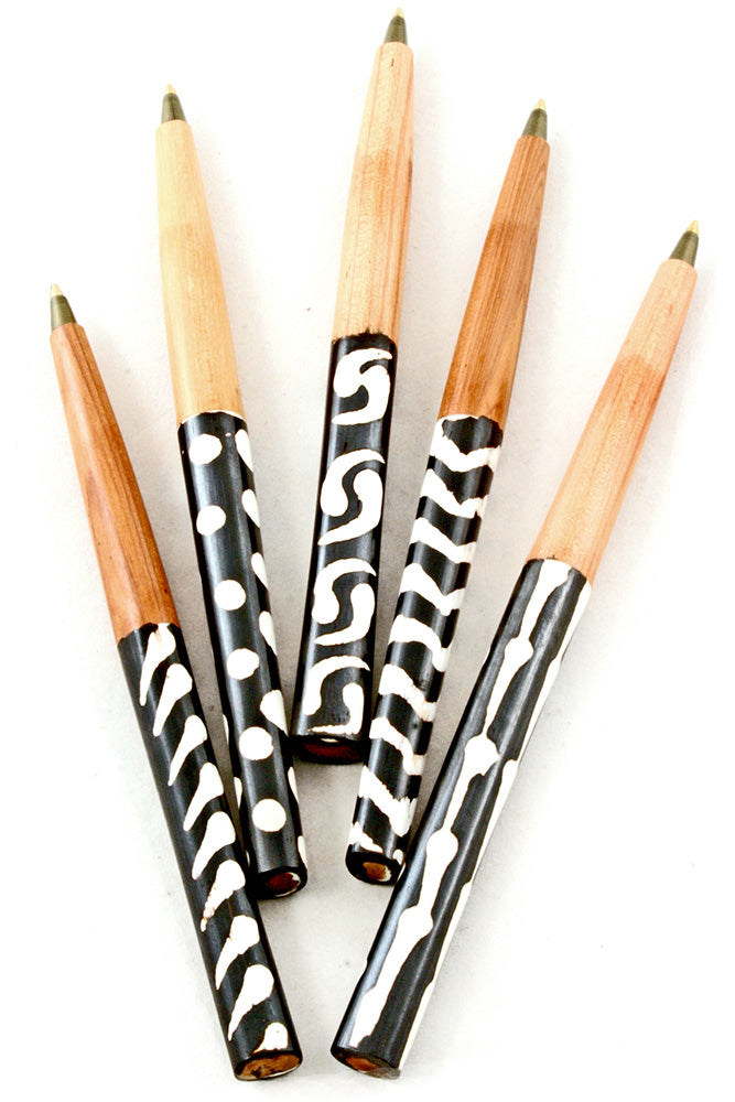 Akamba Batik Dyed Cow Bone and Wild Olive Wood Ink Pen