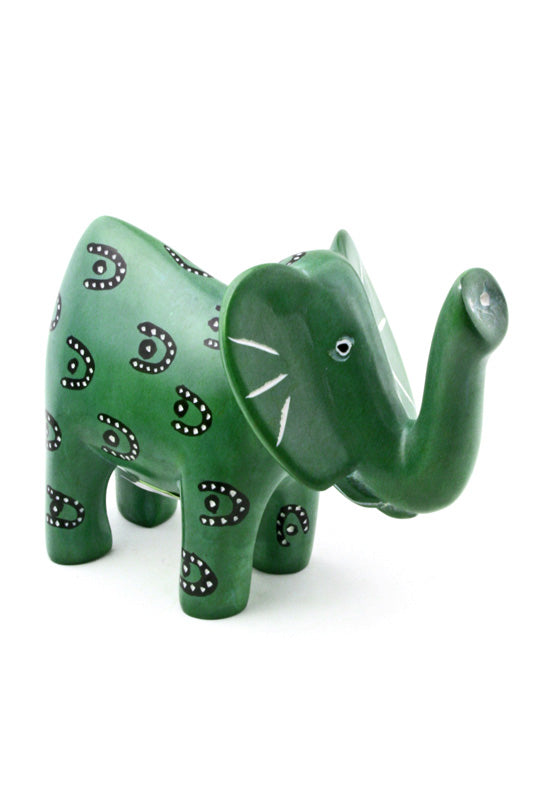 Green Soapstone Elephant Sculpture