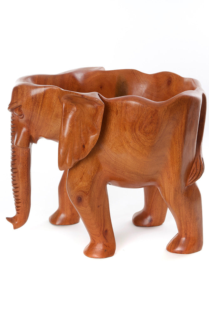 Hand Carved Mahogany Elephant Bowl