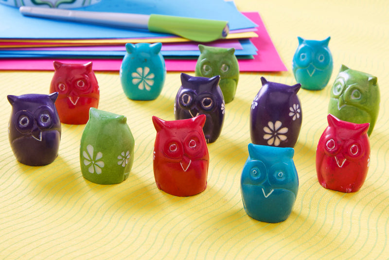 One Dozen Miniature Soapstone Owls