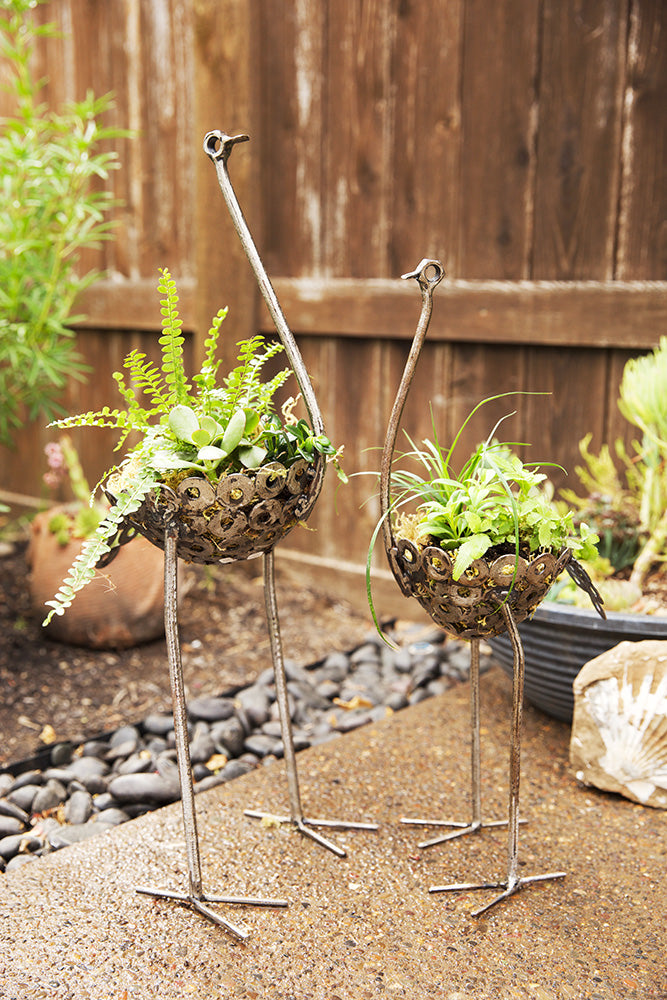 Small Recycled Metal Ostrich Bowls