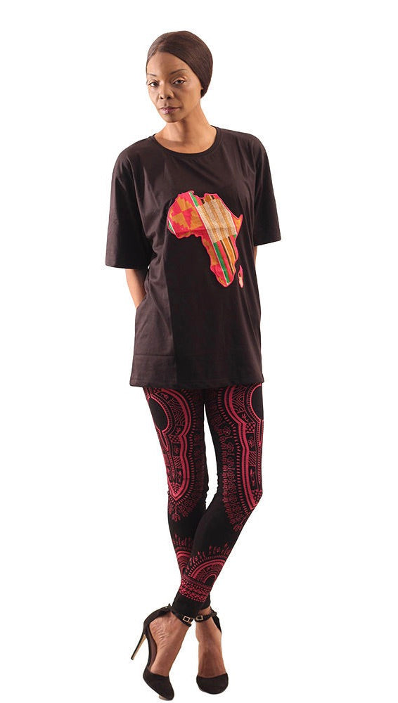 African Traditional Print Black Leggings