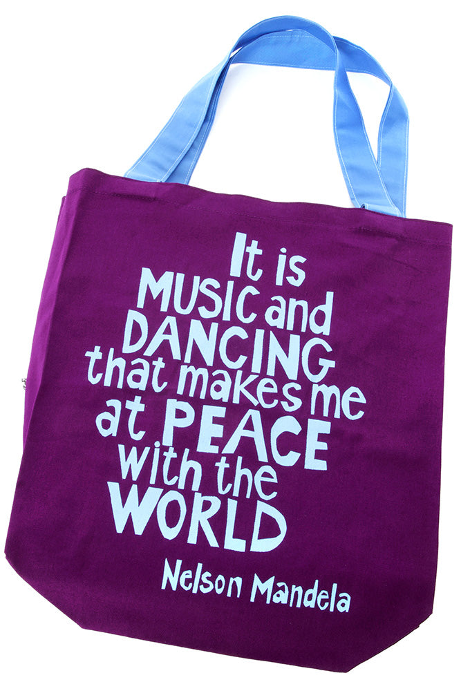 Purple Music and Dancing Mandela Tote Bag