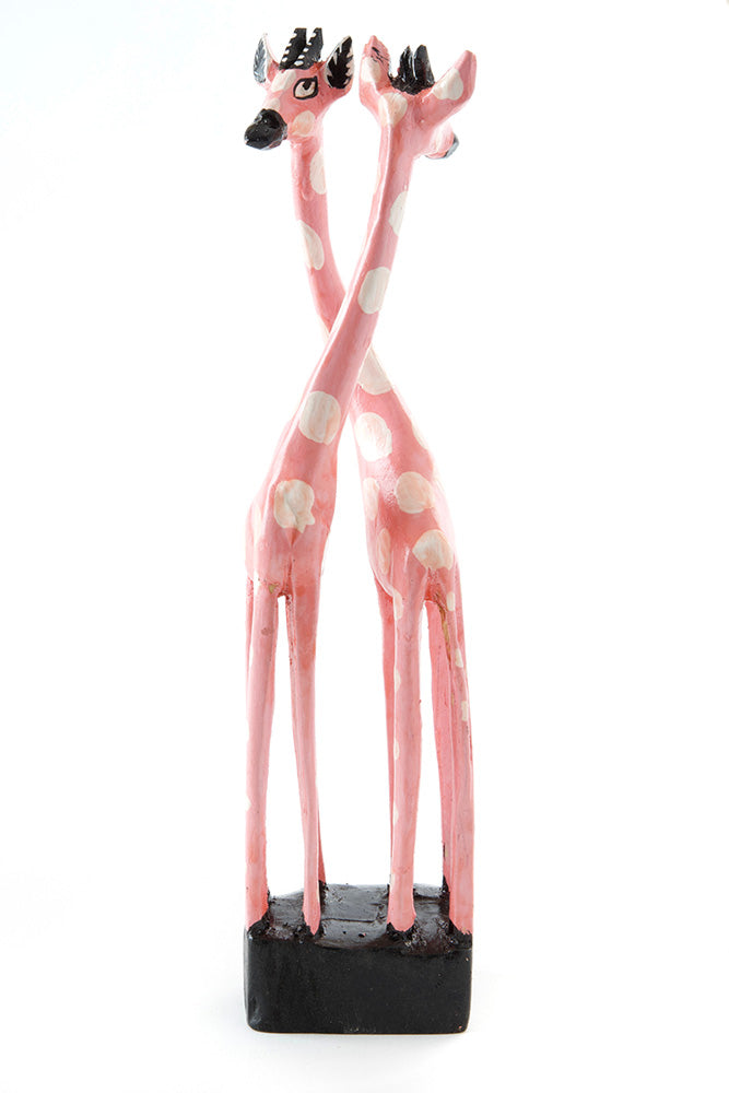 Small Pink East & West Jacaranda Wood Giraffe Sculpture