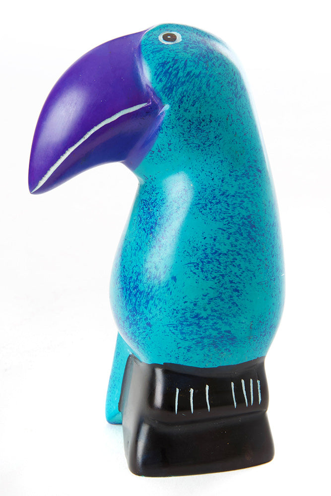 Large Soapstone Twilight Toucan in Purple & Aqua