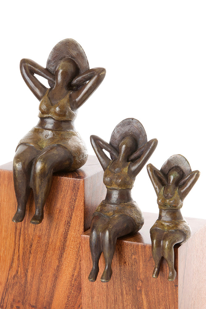 Seaside Stretch Burkina Bronze Sculpture in Three Sizes