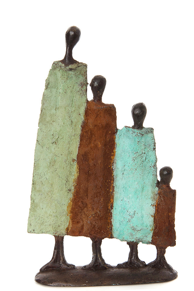 Burkina Bronze Nomad Family of Four Sculptures