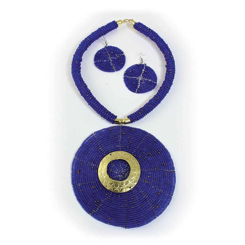 Maasai Goddess Necklace Set: Blue