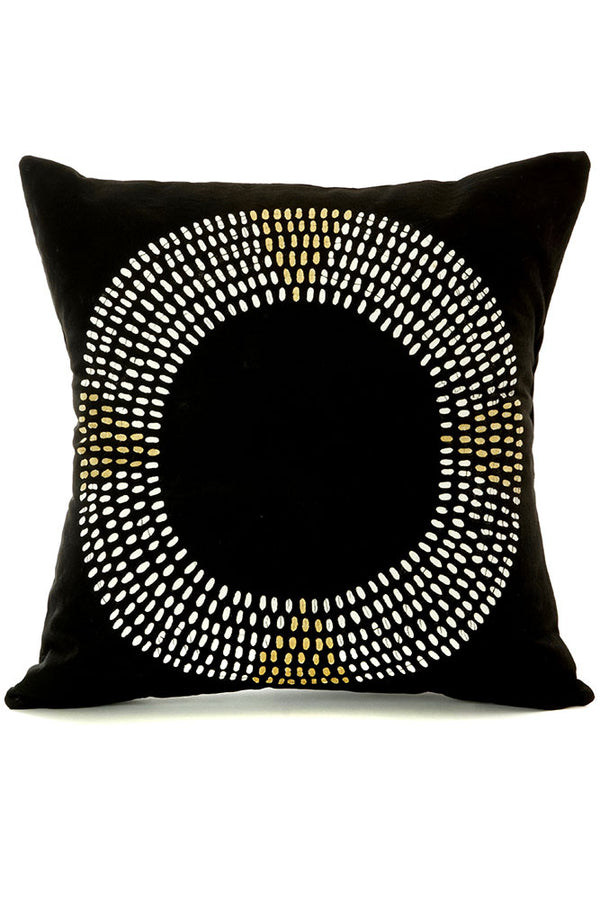 Zambian Hand Painted Gold Maasai Necklace Pillow Cover with Optional Insert