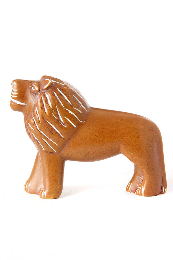 Tawny Kenyan Soapstone Lion Sculpture