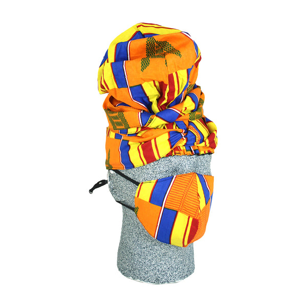 African Print Bonnet & Mask Set