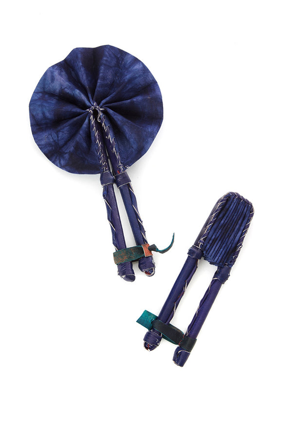 Petite Deep Indigo Resist Dyed African Hand Fan