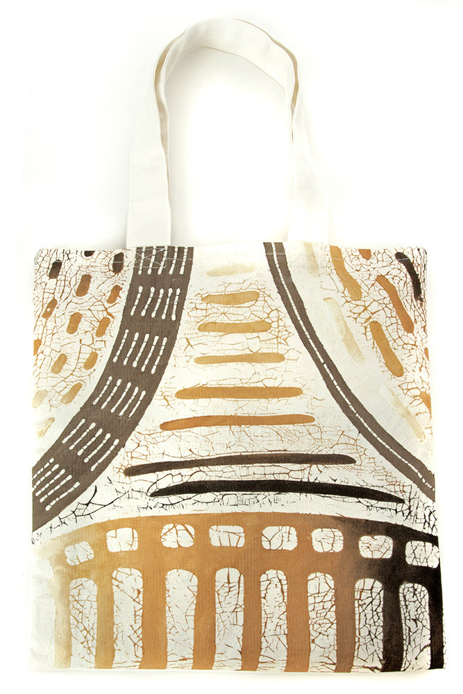 Zambian Hand Painted Forest Honeycomb Tote Bag