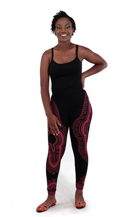 African Traditional Print Black Leggings