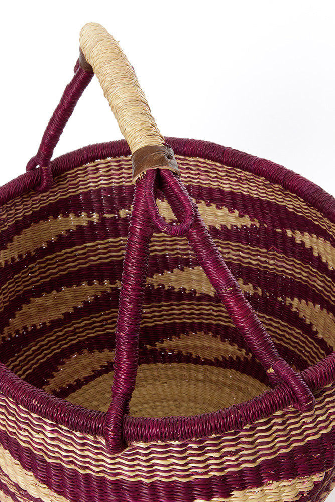 Plum Diamond Handwoven Decorative Bolga Basket