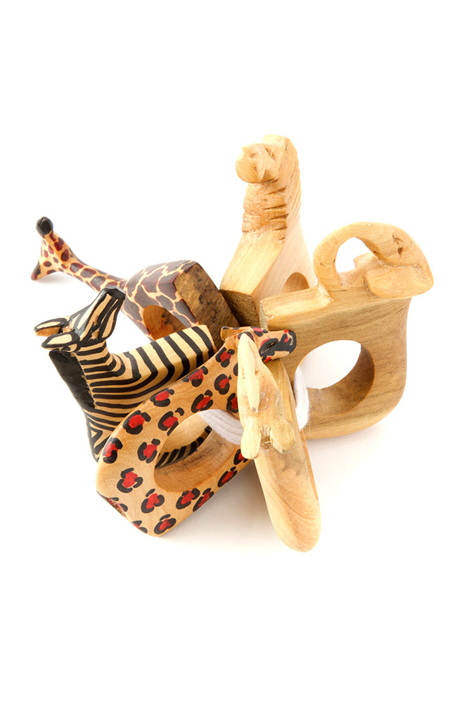 Set of Six Jacaranda Safari Animal Napkin Rings