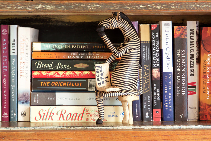 Sitting Zebra Reader Sculpture