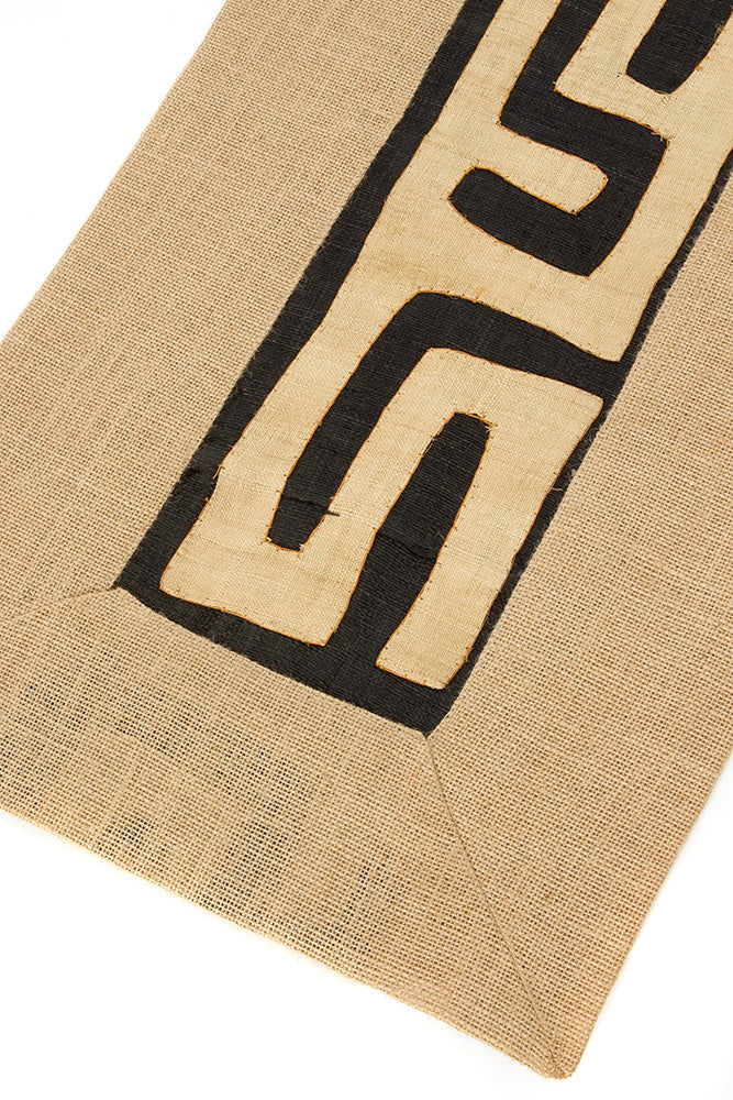 Natural Hessian and Congo Raffia Table Runner from Zambia