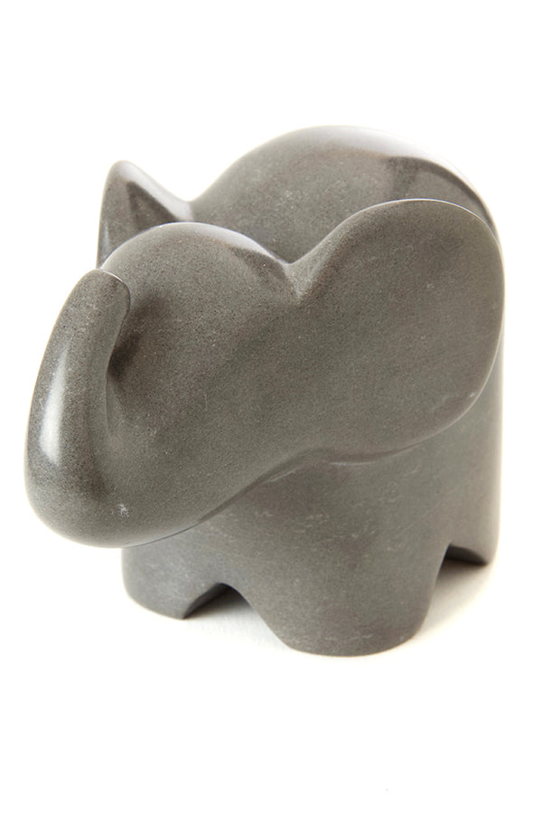 Large Dove Grey Soapstone Cherub Elephant