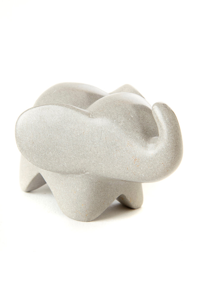 Small Dove Grey Soapstone Cherub Elephant