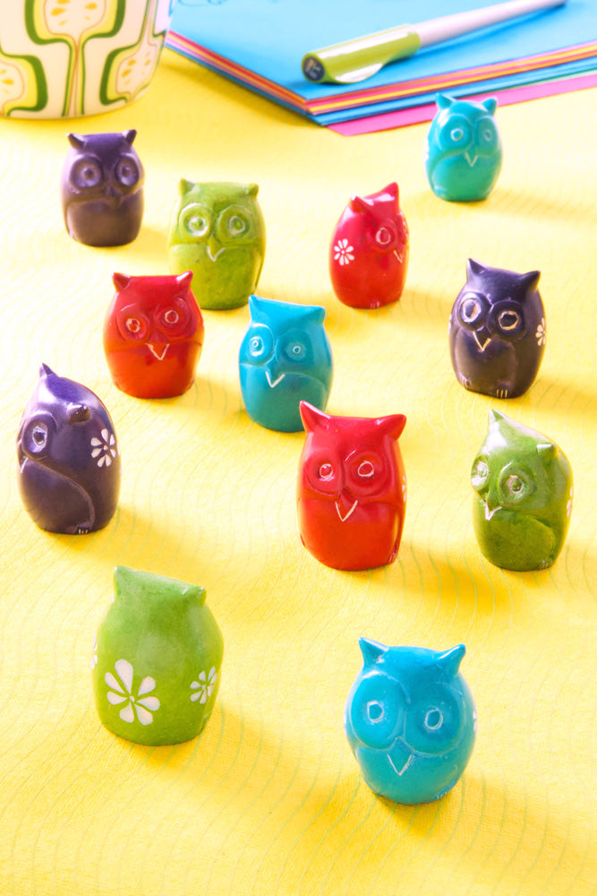 One Dozen Miniature Soapstone Owls