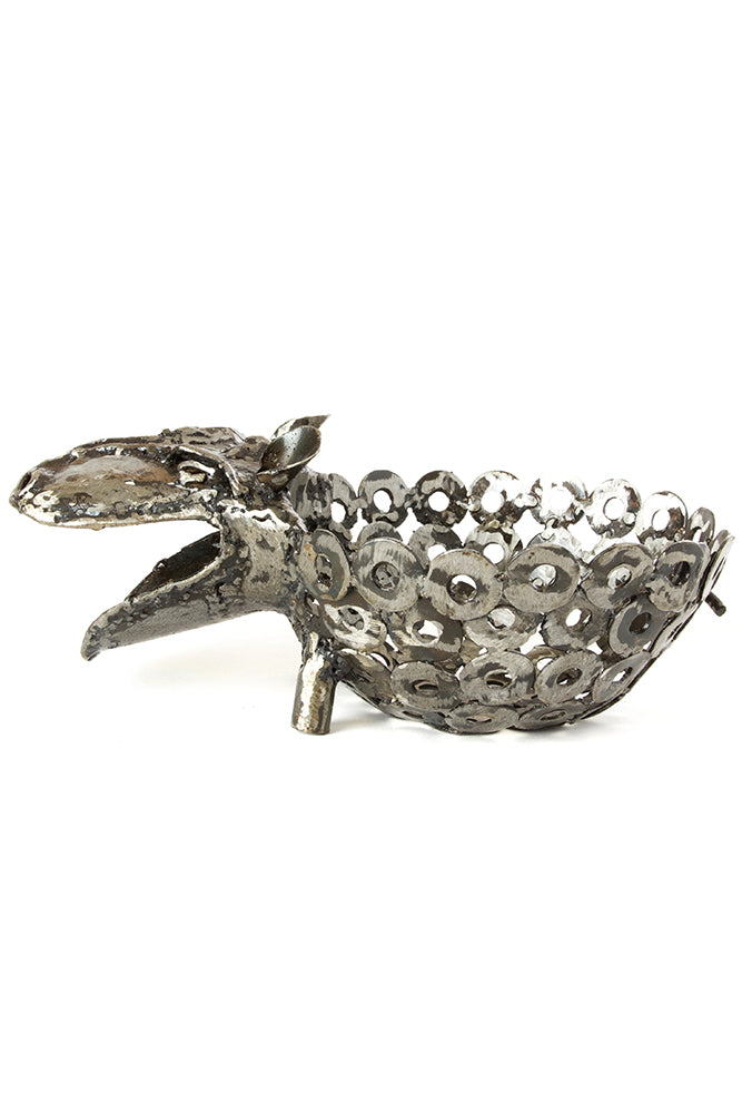 Recycled Metal Sitting Hippo Planter from Kenya