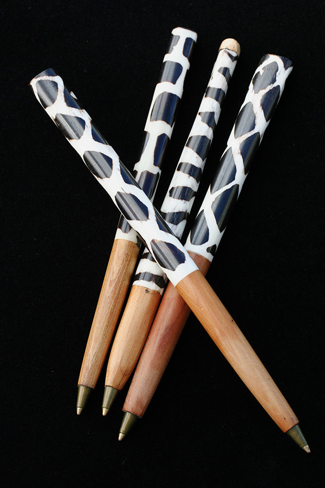 Akamba Batik Dyed Cow Bone and Wild Olive Wood Ink Pen