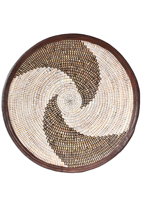 Brown and White Leather Trimmed Baskets in Assorted Patterns